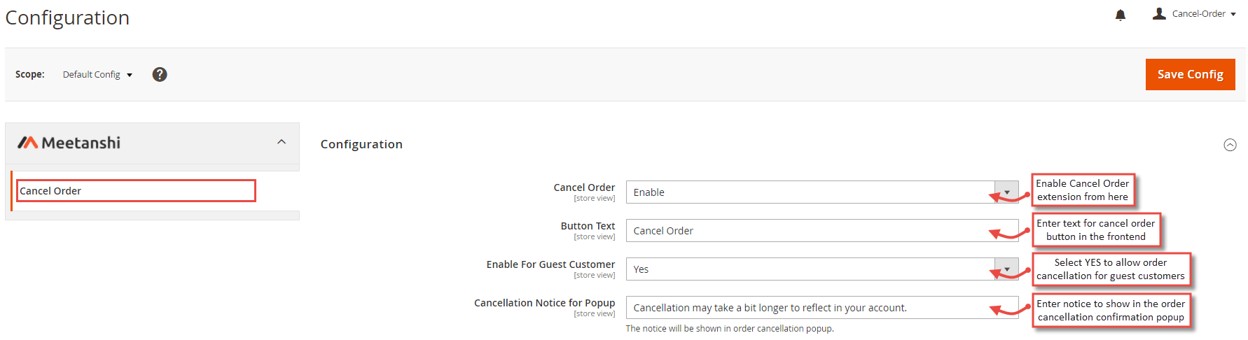Magento 2 Cancel Order Extension, Cancel Order Frontend